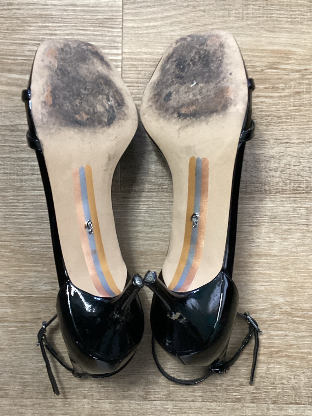 Sam Edelman Black Patent Square-Toe Ankle-Strap Heels - Picture 9 of 10